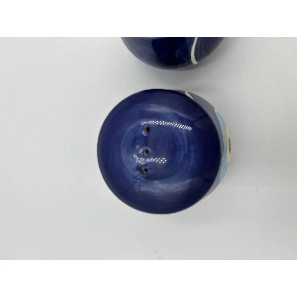 Papart Evil Eye Salt & Pepper Shakers Blue Yellow Ceramic (no stoppers)